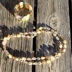 Vintage Warm Tones Necklace & Bracelet Set! EUC!